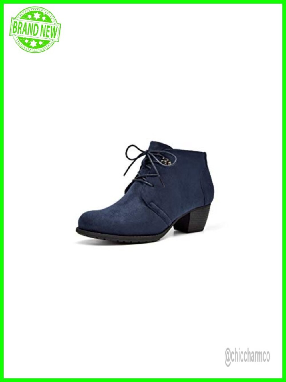 Women's Ankle Boots Faux Suede Lace-Up Low Heel Dress Booties